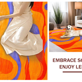 Ultra Soft Area Rug, Non Slip, Stain Resistant, Washable Area Rugs for Living Room, Bedroom, Striking Modern Wavy Artwork(Orange)