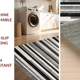 Ultra Soft Area Rug, Non Slip, Stain Resistant, Washable Area Rugs for Living Room, Bedroom, Elegant Black and White Stripe Floor Covering(Black)