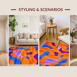 Ultra Soft Area Rug, Non Slip, Stain Resistant, Washable Area Rugs for Living Room, Bedroom, Radiant Retro Wave Composition(Orange)