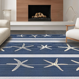Ultra Soft Area Rug, Non Slip, Stain Resistant, Washable Area Rugs for Living Room, Bedroom, Serene Oceanic Striped Aesthetic(Blue)