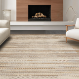 Ultra Soft Area Rug, Non Slip, Stain Resistant, Washable Area Rugs for Living Room, Bedroom, Sophisticated Minimalist Linear Style(Beige)