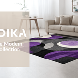 Ultra Soft Area Rug, Non Slip, Stain Resistant, Washable Area Rugs for Living Room, Bedroom, Dynamic Contemporary Striped Aesthetic(Purple)