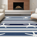 Ultra Soft Area Rug, Non Slip, Stain Resistant, Washable Area Rugs for Living Room, Bedroom, Classic Blue Stripe Nautical Essence(Blue)