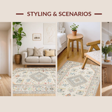 Ultra Soft Area Rug, Non Slip, Stain Resistant, Washable Area Rugs for Living Room, Bedroom, Stylish Neutral Boho Vibe(Beige)