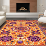Ultra Soft Area Rug, Non Slip, Stain Resistant, Washable Area Rugs for Living Room, Bedroom, Elegant Multicolor Ethnic Motif(Orange)