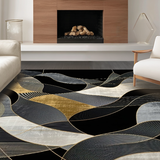 Ultra Soft Area Rug, Non Slip, Stain Resistant, Washable Area Rugs for Living Room, Bedroom, Contemporary Artistic Patterned Flair(Black)