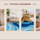 Ultra Soft Area Rug, Non Slip, Stain Resistant, Washable Area Rugs for Living Room, Bedroom, Artistic Tie-Dyed Oceanic Vibes(Blue)