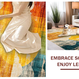 Ultra Soft Area Rug, Non Slip, Stain Resistant, Washable Area Rugs for Living Room, Bedroom, Lively Eclectic Geometric Arrangement(Orange)