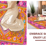 Ultra Soft Area Rug, Non Slip, Stain Resistant, Washable Area Rugs for Living Room, Bedroom, Elegant Tribal Motif in Fuchsia(Orange)