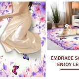 Ultra Soft Area Rug, Non Slip, Stain Resistant, Washable Area Rugs for Living Room, Bedroom, Charming Spring Floral Accents(Purple)