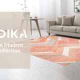 Ultra Soft Area Rug, Non Slip, Stain Resistant, Washable Area Rugs for Living Room, Bedroom, Contemporary Peach Geometric Fusion(Orange)