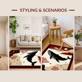 Ultra Soft Area Rug, Non Slip, Stain Resistant, Washable Area Rugs for Living Room, Bedroom, Artistic Red Nautical Illustration(Red)