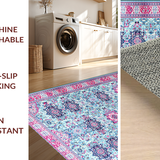Ultra Soft Area Rug, Non Slip, Stain Resistant, Washable Area Rugs for Living Room, Bedroom, Enchanting Vintage Symmetrical Patterns(Blue)