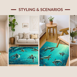 Ultra Soft Area Rug, Non Slip, Stain Resistant, Washable Area Rugs for Living Room, Bedroom, Underwater Paradise Shag Carpet With Sea Turtle Motif For Home Decor(Blue)