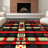 Ultra Soft Area Rug, Non Slip, Stain Resistant, Washable Area Rugs for Living Room, Bedroom, Retro Charm with Geometric Flair(Red)