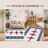 Ultra Soft Area Rug, Non Slip, Stain Resistant, Washable Area Rugs for Living Room, Bedroom, Nautical Blue Tone Design(Red)