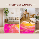 Ultra Soft Area Rug, Non Slip, Stain Resistant, Washable Area Rugs for Living Room, Bedroom, Chic Sunset-Inspired Artistic Flair(Yellow)
