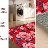 Ultra Soft Area Rug, Non Slip, Stain Resistant, Washable Area Rugs for Living Room, Bedroom, Elegant Warm Red Floral Theme(Red)