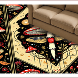 Ultra Soft Area Rug, Non Slip, Stain Resistant, Washable Area Rugs for Living Room, Bedroom, Rustic Earthy Moth Imagery Design(Black)