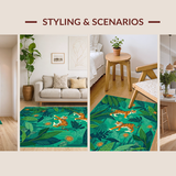 Ultra Soft Area Rug, Non Slip, Stain Resistant, Washable Area Rugs for Living Room, Bedroom, Vibrant Tropical Animal Aesthetic(Blue)