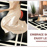 Ultra Soft Area Rug, Non Slip, Stain Resistant, Washable Area Rugs for Living Room, Bedroom, Classical Round Music Decor Meditation Mat(Black)