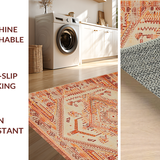 Ultra Soft Area Rug, Non Slip, Stain Resistant, Washable Area Rugs for Living Room, Bedroom, Artful Tiled Rustic Visuals(Orange)