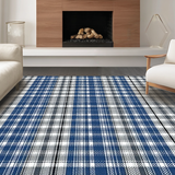 Ultra Soft Area Rug, Non Slip, Stain Resistant, Washable Area Rugs for Living Room, Bedroom, Cozy Farmhouse Inspired Tartan Aesthetic(Blue)