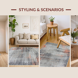 Ultra Soft Area Rug, Non Slip, Stain Resistant, Washable Area Rugs for Living Room, Bedroom, Rustic Minimalist Pattern Exploration(Gray)