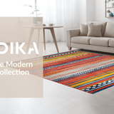 Ultra Soft Area Rug, Non Slip, Stain Resistant, Washable Area Rugs for Living Room, Bedroom, Chic Color Blocked Linear Style(Red)