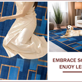 Ultra Soft Area Rug, Non Slip, Stain Resistant, Washable Area Rugs for Living Room, Bedroom, Artistic Blue Brown Abstract Composition(Blue)