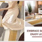 Ultra Soft Area Rug, Non Slip, Stain Resistant, Washable Area Rugs for Living Room, Bedroom, Contemporary Earth Tones Swirling Motif(Gold)
