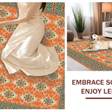 Ultra Soft Area Rug, Non Slip, Stain Resistant, Washable Area Rugs for Living Room, Bedroom, Artful Teal and Orange Symmetry(Orange)