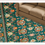 Ultra Soft Area Rug, Non Slip, Stain Resistant, Washable Area Rugs for Living Room, Bedroom, Lush Green Boho Artistry Pattern(Blue)
