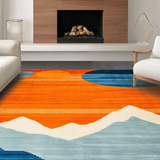 Ultra Soft Area Rug, Non Slip, Stain Resistant, Washable Area Rugs for Living Room, Bedroom, Vivid Colorful Organic Shapes(Orange)