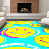 Ultra Soft Area Rug, Non Slip, Stain Resistant, Washable Area Rugs for Living Room, Bedroom, Pastel Playful Smiley Faces(Yellow)