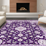 Ultra Soft Area Rug, Non Slip, Stain Resistant, Washable Area Rugs for Living Room, Bedroom, Transitional Abstract Floral Aesthetic(Purple)