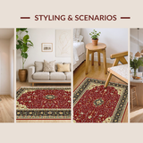Ultra Soft Area Rug, Non Slip, Stain Resistant, Washable Area Rugs for Living Room, Bedroom, Glamorous Deep Red Trellis Pattern(Red)