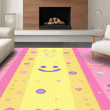 Ultra Soft Area Rug, Non Slip, Stain Resistant, Washable Area Rugs for Living Room, Bedroom, Delightful Pastel Fun Motif(Pink)