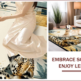 Ultra Soft Area Rug, Non Slip, Stain Resistant, Washable Area Rugs for Living Room, Bedroom, Elegant Black and Ivory Animal Print(Gold)