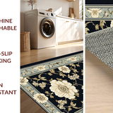 Ultra Soft Area Rug, Non Slip, Stain Resistant, Washable Area Rugs for Living Room, Bedroom, Rustic Cream Trellis Inspiration(Black)