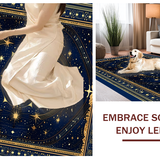 Ultra Soft Area Rug, Non Slip, Stain Resistant, Washable Area Rugs for Living Room, Bedroom, Indigo Tiled Ethereal Patterns(Blue)
