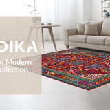 Ultra Soft Area Rug, Non Slip, Stain Resistant, Washable Area Rugs for Living Room, Bedroom, Lively Medley of Diverse Hues(Red)