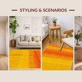 Ultra Soft Area Rug, Non Slip, Stain Resistant, Washable Area Rugs for Living Room, Bedroom, Radiant Playful Circular Patterned Accent(Yellow)