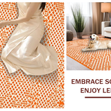 Ultra Soft Area Rug, Non Slip, Stain Resistant, Washable Area Rugs for Living Room, Bedroom, Elegant Minimalist Diamond Motif(Orange)