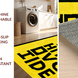 Ultra Soft Area Rug, Non Slip, Stain Resistant, Washable Area Rugs for Living Room, Bedroom, Sleek Minimalist Word Art Style(Yellow)