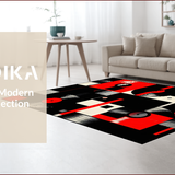 Ultra Soft Area Rug, Non Slip, Stain Resistant, Washable Area Rugs for Living Room, Bedroom, Chic Black and White Composition(Black)