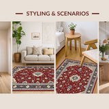Ultra Soft Area Rug, Non Slip, Stain Resistant, Washable Area Rugs for Living Room, Bedroom, Charming Earthy Textured Elements(Red)