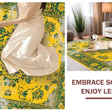 Ultra Soft Area Rug, Non Slip, Stain Resistant, Washable Area Rugs for Living Room, Bedroom, Vivid Tropical Botanical Motif(Yellow)