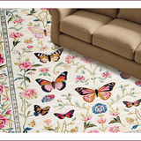Ultra Soft Area Rug, Non Slip, Stain Resistant, Washable Area Rugs for Living Room, Bedroom, Elegant Vintage Nature Motif(White)