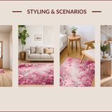 Ultra Soft Area Rug, Non Slip, Stain Resistant, Washable Area Rugs for Living Room, Bedroom, Romantic Rose Floral(Pink)